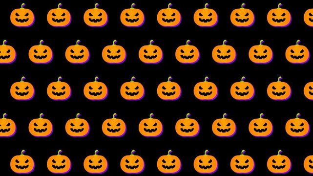 Loop seamless pattern of orange halloween pumpkin with black background