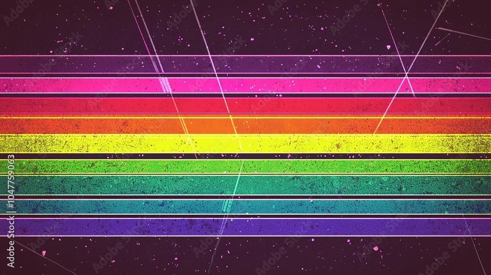 Poster colorful horizontal stripes create a vibrant abstract design with a cosmic background and geometric 