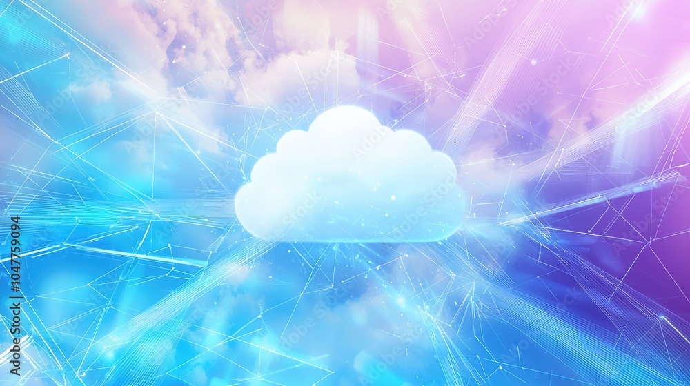 Poster a digital representation of a cloud symbolizing data storage and connectivity with vibrant colors an
