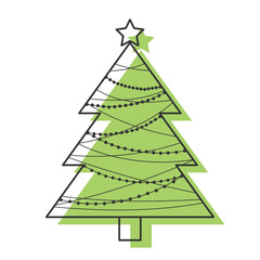 Fototapeta premium Minimalist Christmas tree design with simple decorations, Vector