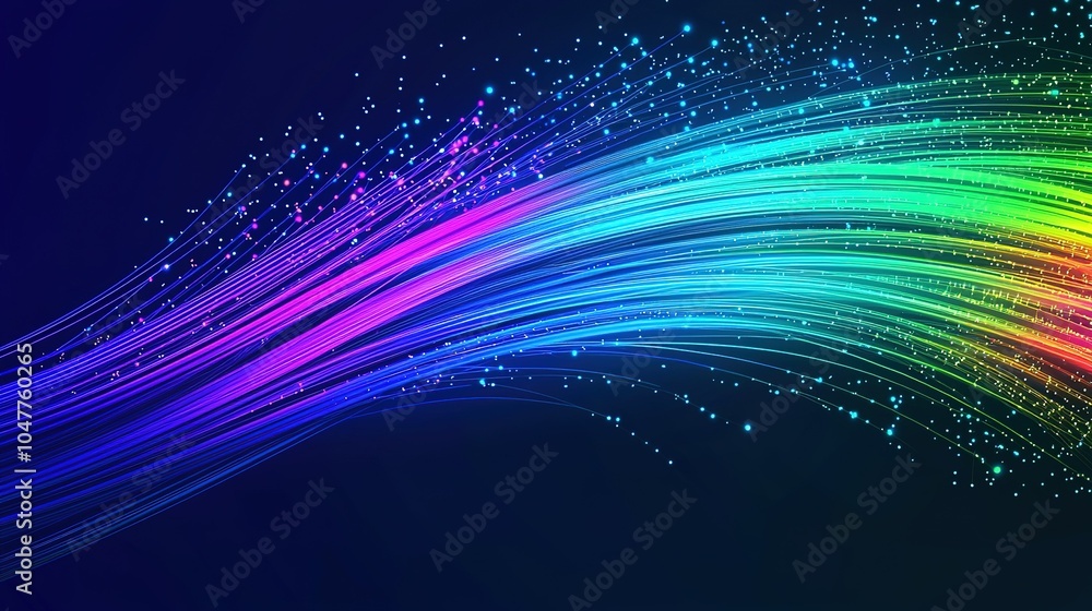 Poster colorful light trails create a vibrant display of energy and motion against a dark background, showc