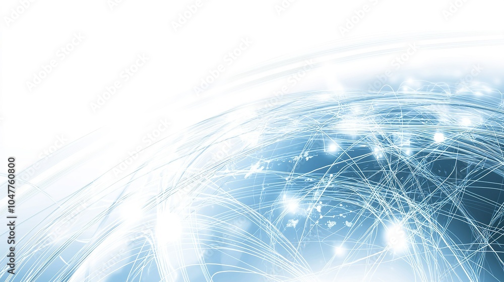 Poster a digital representation of global connectivity through network lines and bright nodes showcasing te