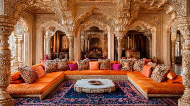 Living room of extremely rich residence, luxurious apartment