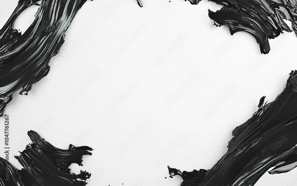 Poster black paint strokes create an artistic border on a white background, demonstrating a modern and mini