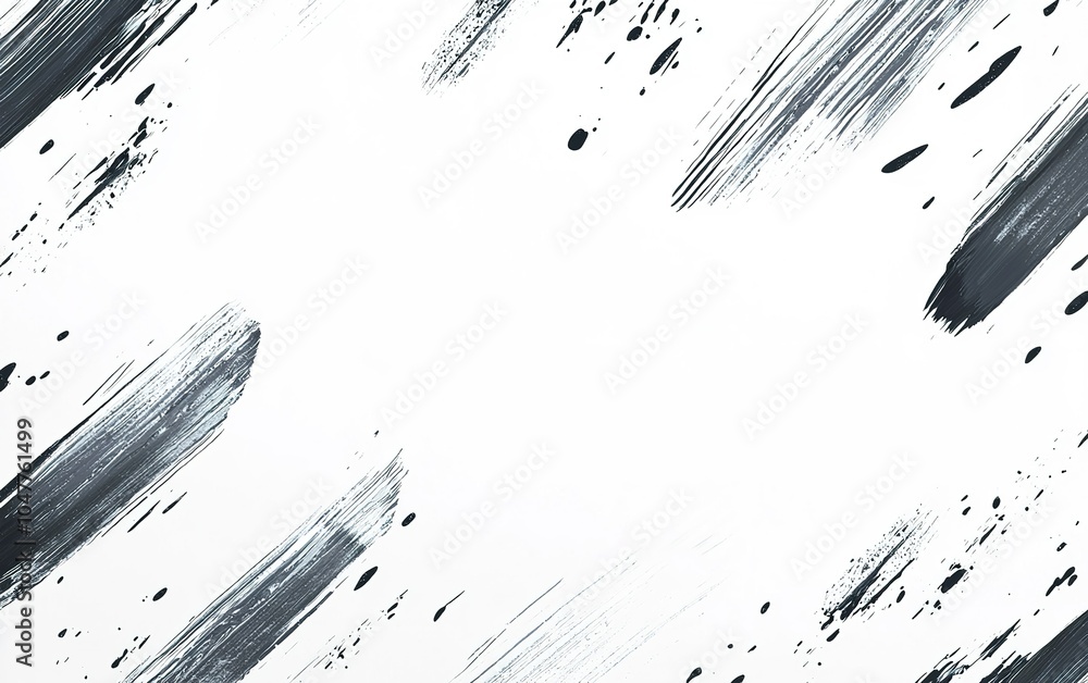 Poster abstract black and white brush strokes creating a dynamic texture on a blank canvas in an artistic s