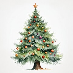 Christmas tree in winter holiday card background