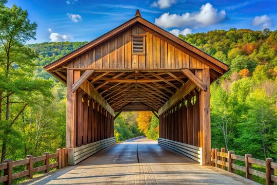 symmetrical covered bridge on top of rock in branson missouri
