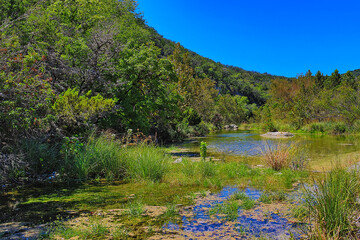 The Sabinal River meanders through the Lost Maples State Natural Area and the surrounding areas.