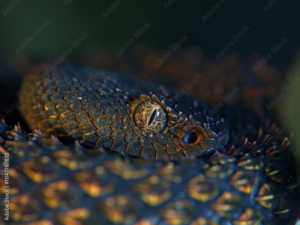 Poster this striking copperhead snake showcases its copper colored scales while coiled in a vivid display a