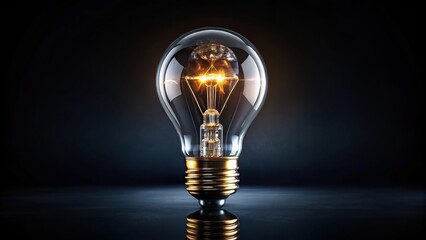 Symmetrical crystal light bulb glowing in dark background