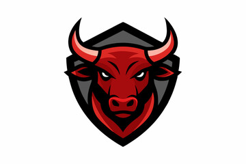 Bull head mascot vector logo design vector illustration with shield on white.