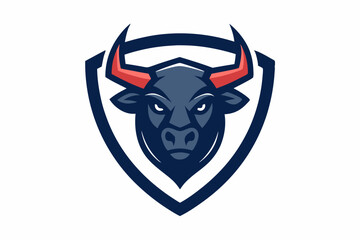 Bull head mascot vector logo design vector illustration with shield on white.