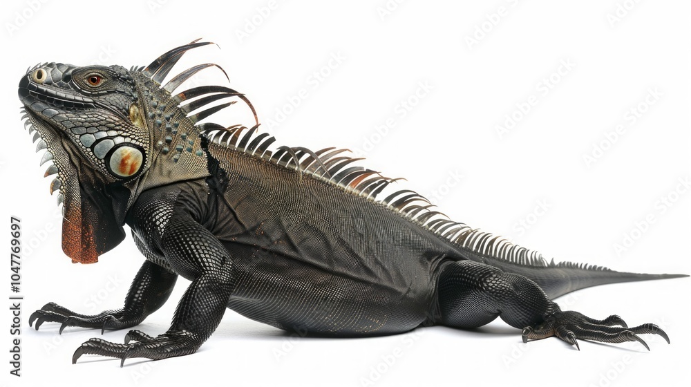 Poster cuban rock iguana displays its impressive rough scales and prominent crest while standing alertly ag