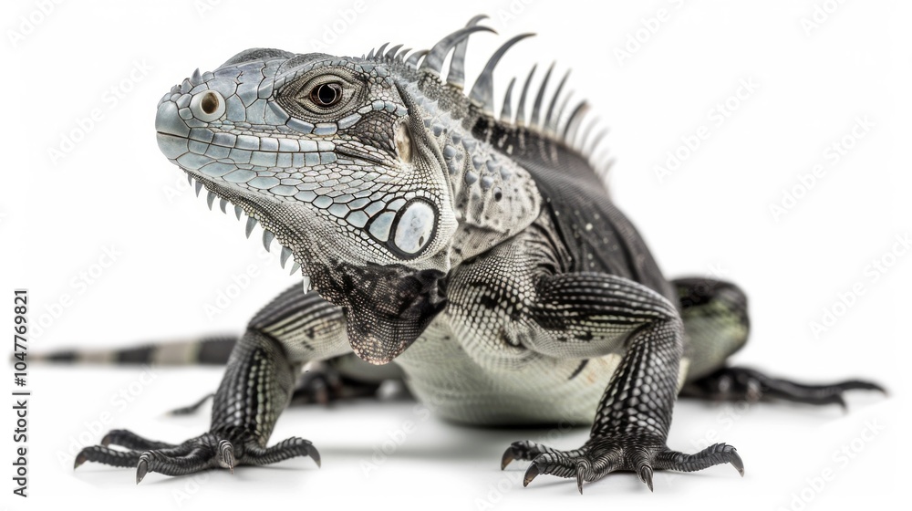Poster cuban rock iguana stands alert with its characteristic spiky crest and rough scales emphasizing its 