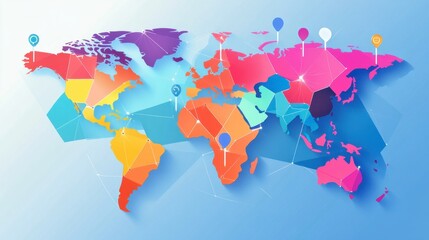 Obraz premium Colorful Geometric World Map Illustration