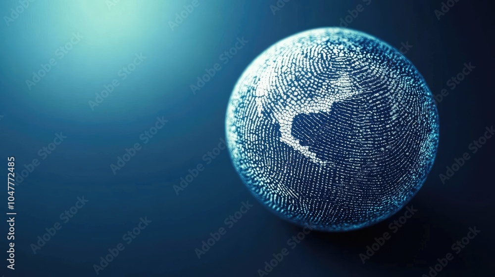 Aufkleber digital globe with data points on blue background