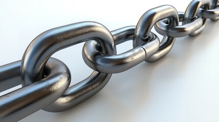 Fototapeta premium Close-up of a metal chain against a white background.