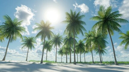 Obraz premium Tropical Paradise with Palm Trees and Blue Sky