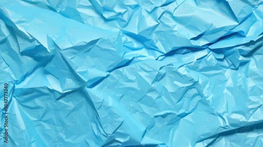 Aufkleber a close-up view of crumpled blue paper reveals intricate folds and shadows, creating a textured land