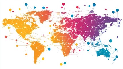 Colorful Global Connectivity Network Map