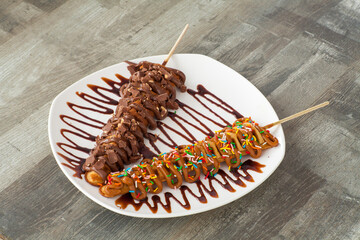 delicious sweet desert, foodie. melted candy stick