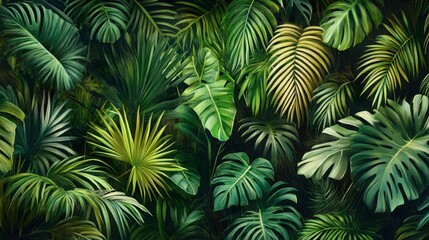 Lush Green Tropical Leaf Background Design