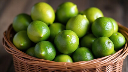 limes in a rustic wicker basket