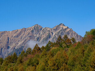 紅葉の山並み　北アルプス　長野県白馬村