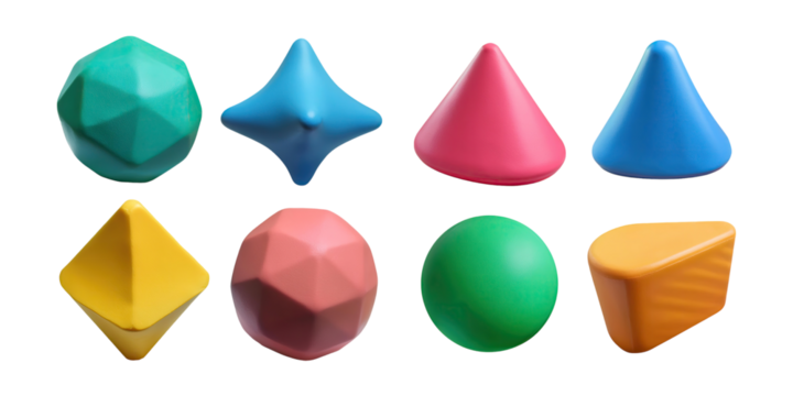 Colorful Geometric Shapes for Educational Use, PNG collection, set bundle, isolate on transparent or white background