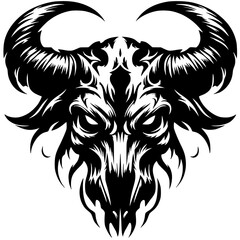 Creepy buffalo head silhouette