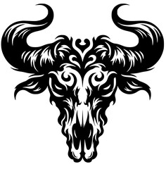 Creepy buffalo head silhouette