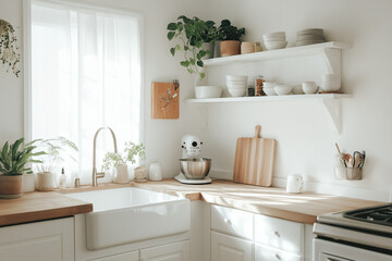 Bright Scandinavian Kitchen Highlighting Minimalist Design and Natural Light for a Fresh and Airy Cooking Space