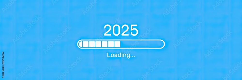 Poster progress bar indicating loading status with blue background and minimalist design.
