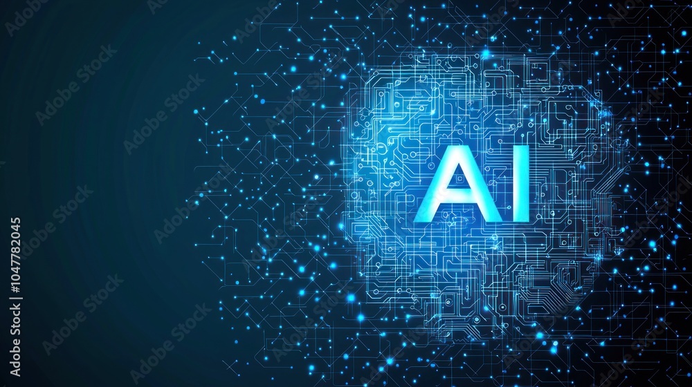 Aufkleber sleek futuristic hq featuring a simple ai logo against a high-tech background with digital elements 