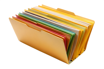 File folder in shelf racks isolated on white background as transparent. PNG. AI GENERATED.