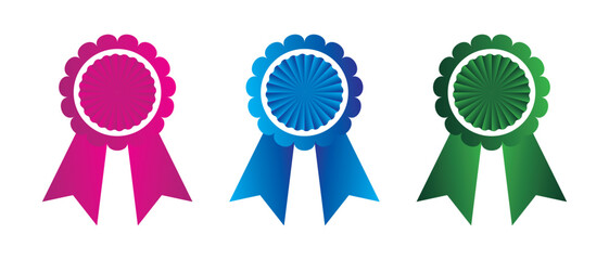 Certified, medal, and coloring round badge icon set vector icon. flat style Badge icon set isolated on white background.