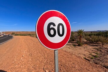 Maximum Speed Limit 60 Road Sign