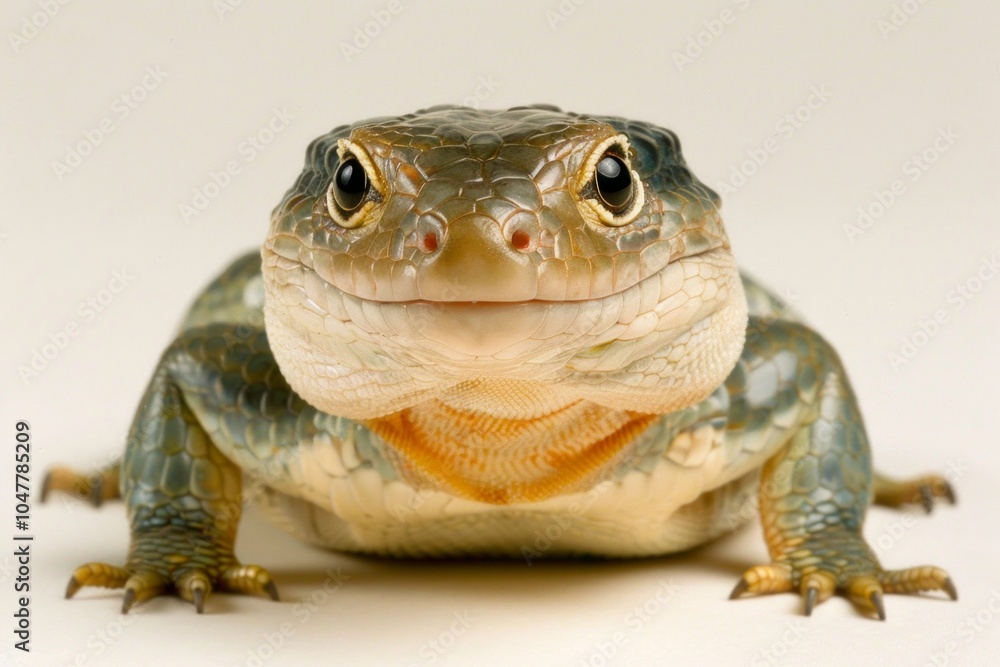 Poster gidgee skink known for its distinctive spiky scales is isolated against a soft white background show
