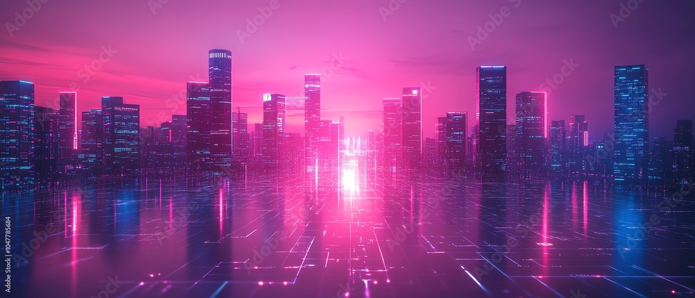 Poster Smart building concept for a futuristic city with IoT and AI technology, showcasing intelligent urban management and efficient infrastructure