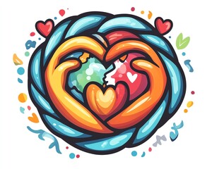 November 13 World Kindness Day logo featuring intertwined hands and hearts around the globe, symbolizing kindness and connection