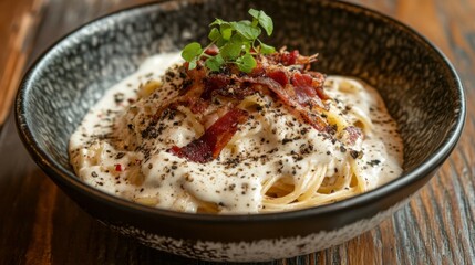 Creamy Pasta with Bacon and Fresh Herbs
