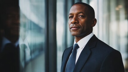 Fototapeta premium businessman corporate portrait in office, mature black middle aged manager business man 