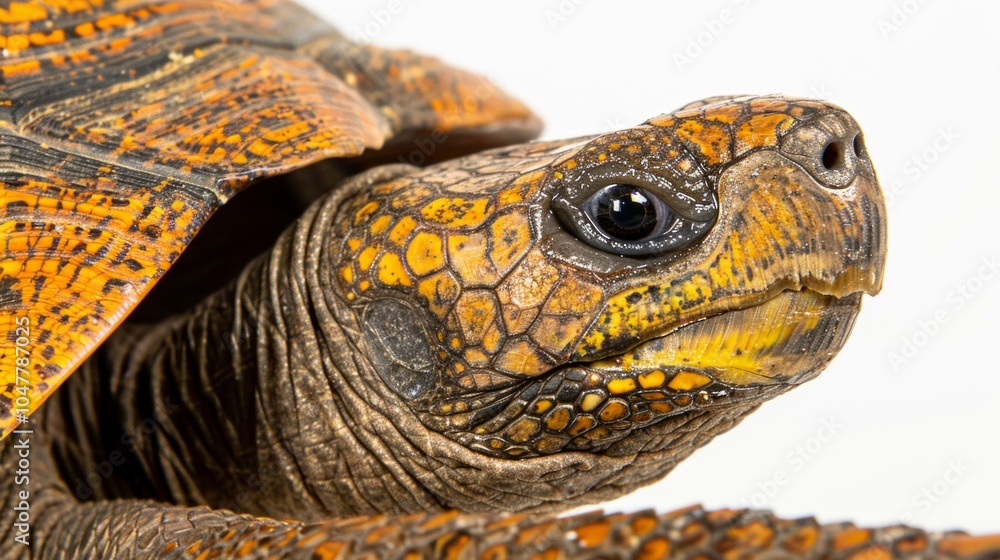 Poster gopher tortoise moves forward displaying its distinctive rough shell and vibrant patterns against a 