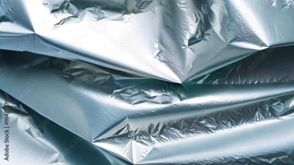 Aufkleber The metallic foil showcases a range of textures and reflections, illuminated by soft light, creating an elegant and artistic visual effect in a studio environment.