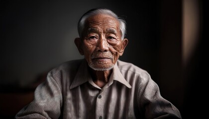 Fototapeta premium Elderly Man Portrait in Soft Lighting