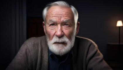 Fototapeta premium Elderly Man with White Beard in Soft Lighting
