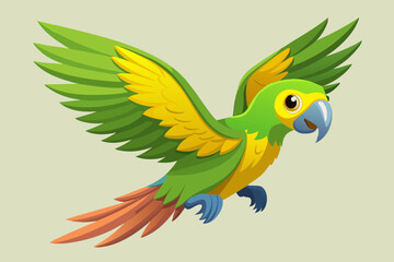 depicting a double yellow-headed Amazon parrot in a flying