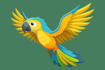 depicting a double yellow-headed Amazon parrot in a flying