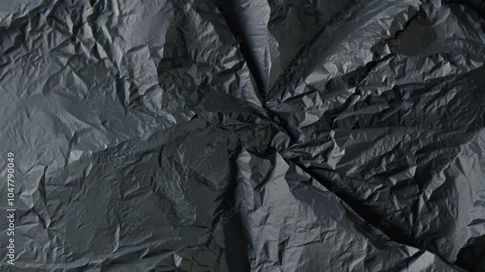 Aufkleber a deep black textured surface created from crumpled paper reveals intricate creases and shadows, per