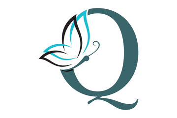 beautiful butterfly design with a combination of the letter q